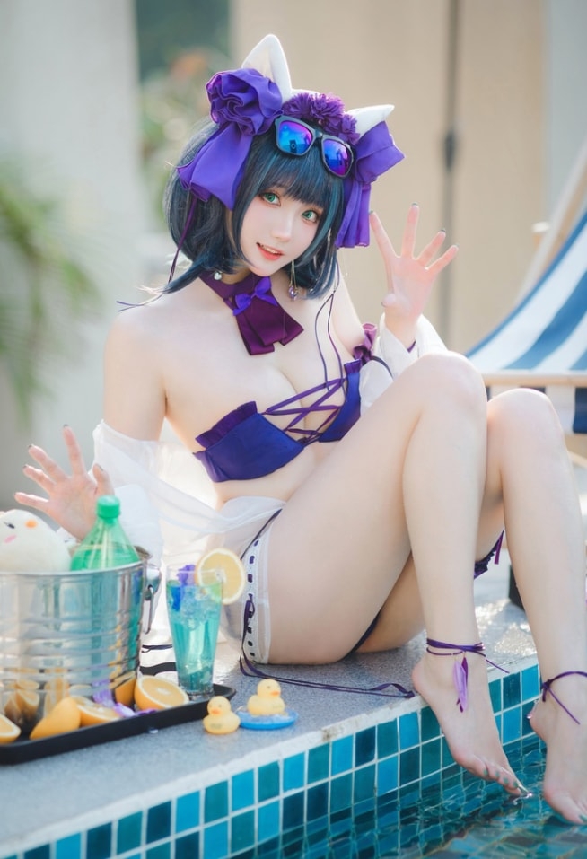 图片[1]-瓜希酱 – NO.75 柴郡泳装 [32P-102MB]-蜜桃啵啵