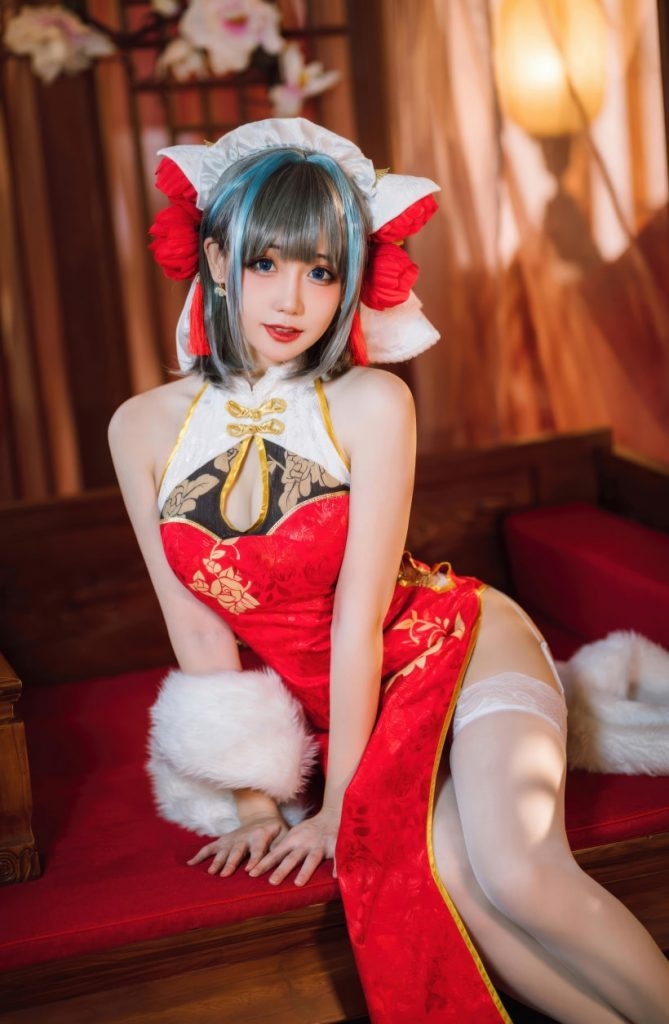 图片[1]-焖焖碳 NO.046 碧蓝航线-柴郡新春旗袍[29P-180MB]-蜜桃啵啵