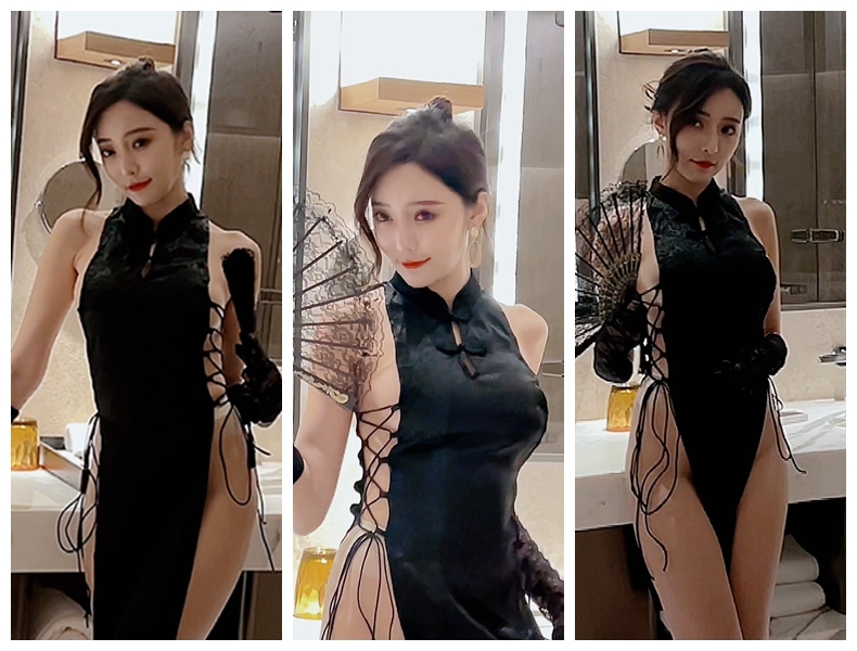 王馨瑶 2025秀人网 黑色旗袍 新中式轻奢静态素材4