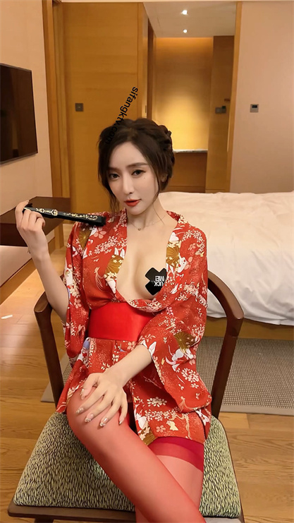 王馨瑶 2025秀人网 大红色和服穿搭 国风美学高清素材3